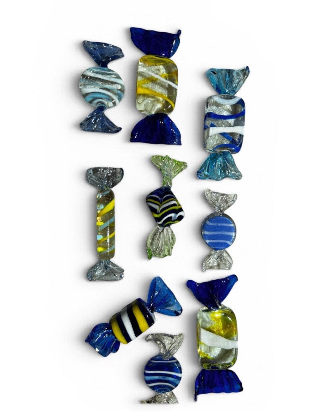 Blown Glass Candy - Blue Yellow Green Mix